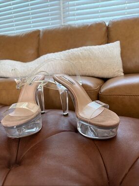 Steve Madden Clear Platform Sandals with Nude Insole